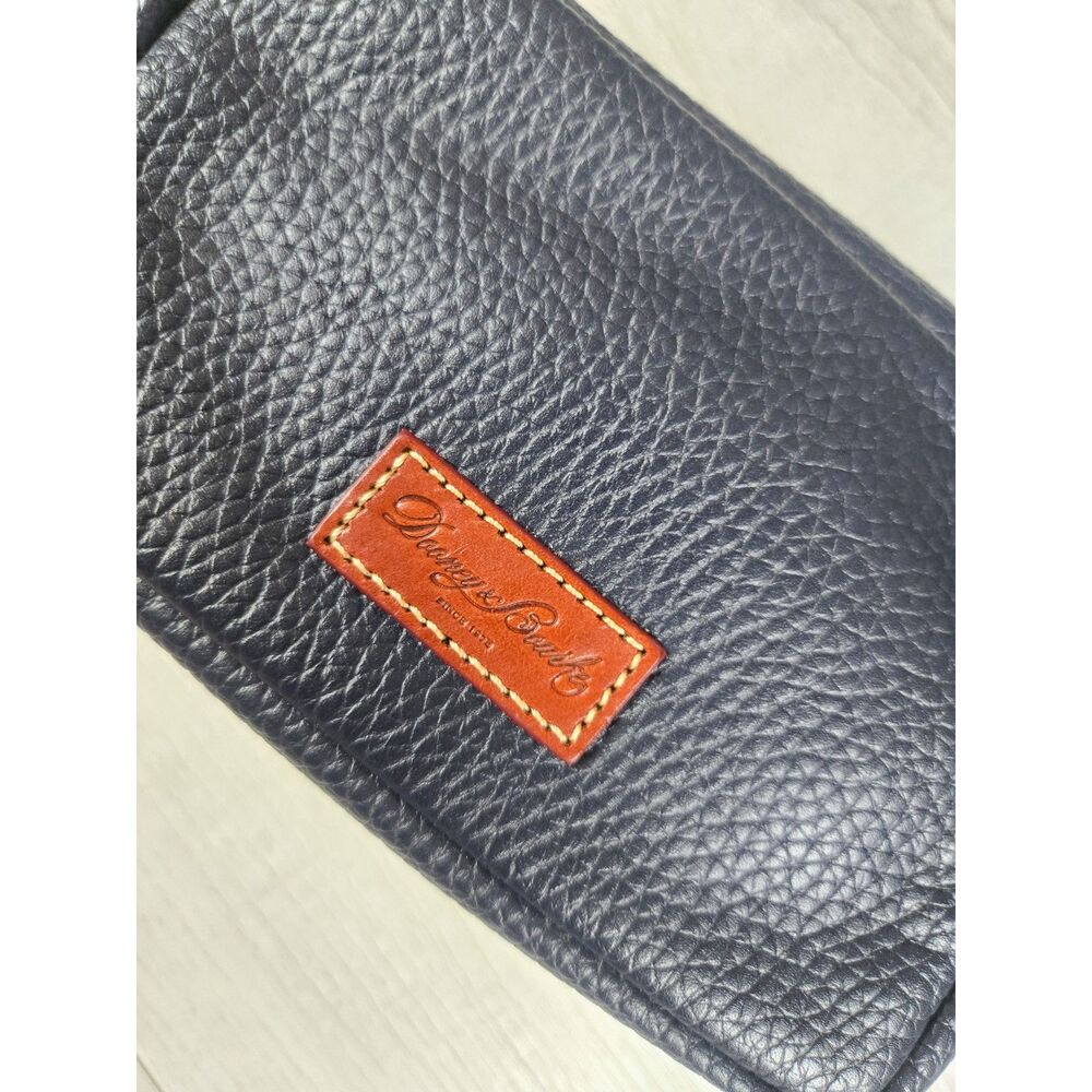Dooney & Bourke Navy Blue Pebbled Leather Cosmetic Bag Makeup Pouch Red Lining